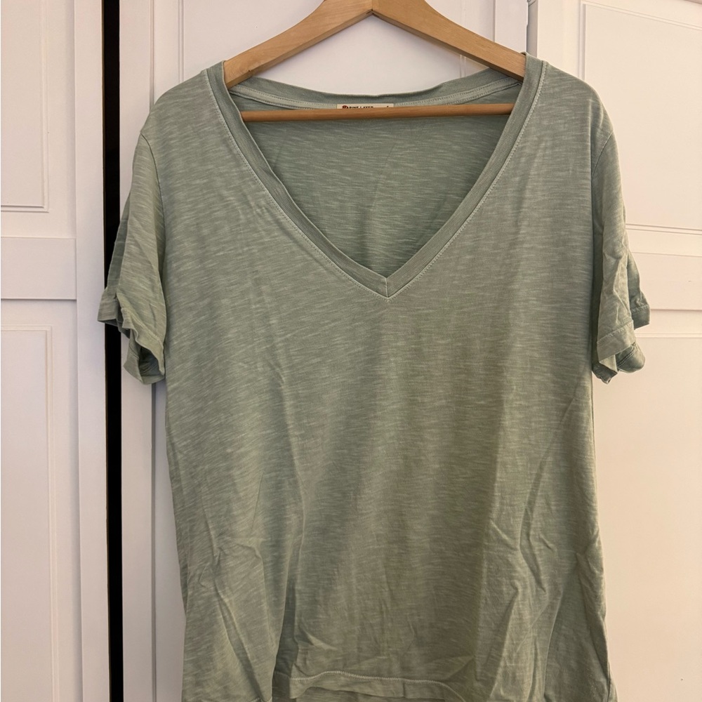 Marine Layer Light Green V-Neck Tee